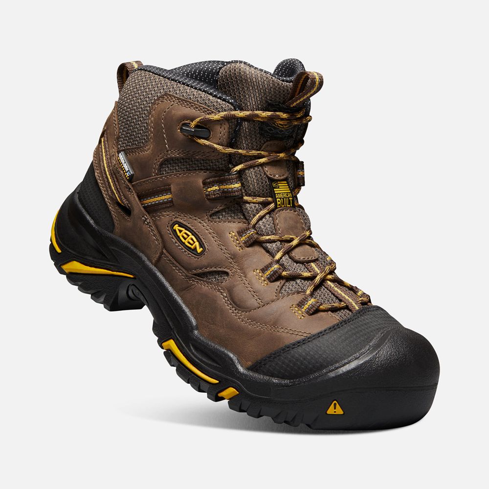 Botas de Trabajo Keen Mexico Marrom - Hombre Braddock Waterproof Mid (Steel Toe) - FQ4975860